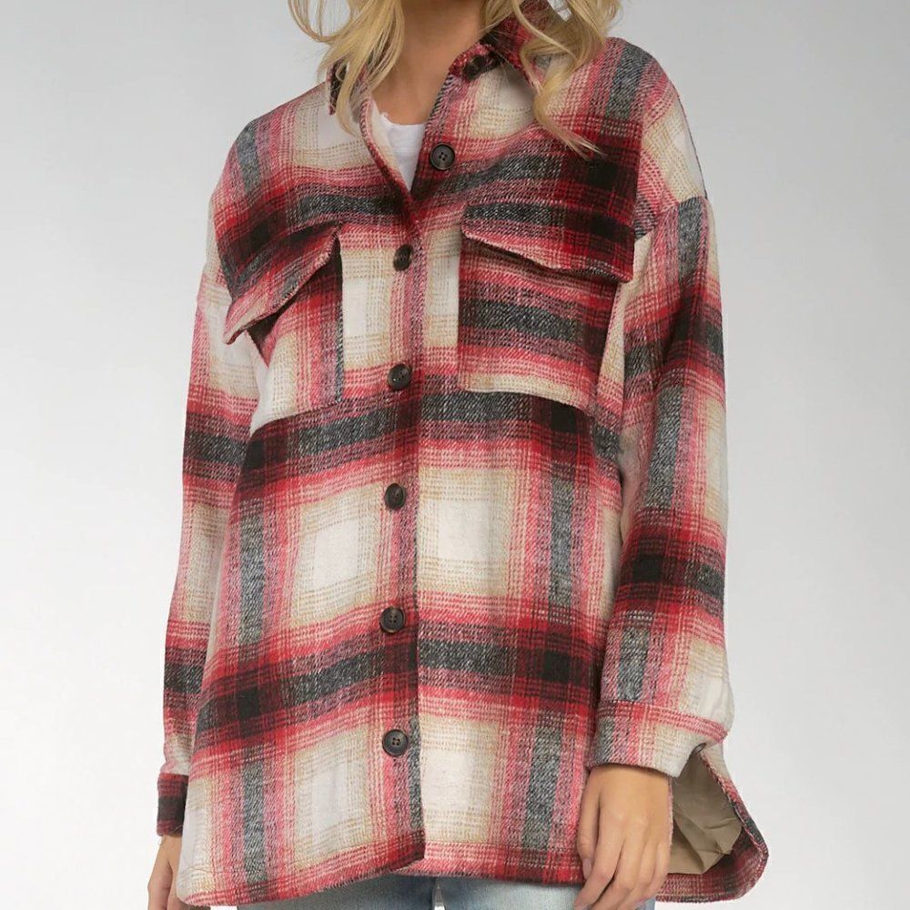 ELAN Riley Plaid Jacket / Shacket - Picture 2 of 13
